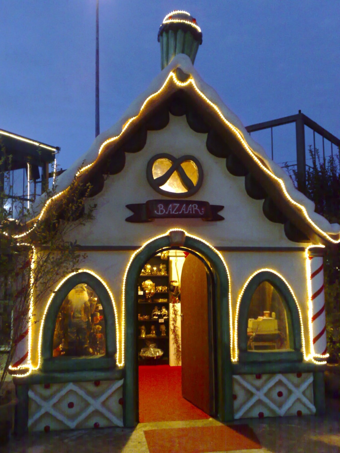 Illuminated themed bazaar facade