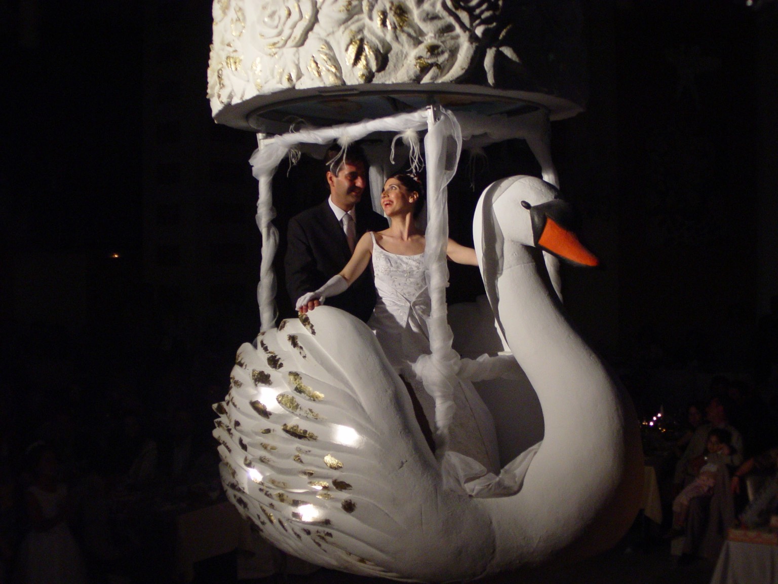 Swan carriage sculpture for a wedding installation